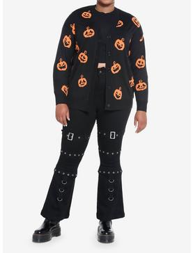 Social Collision Black & Orange Pumpkin Girls Cardigan Plus Size, , hi-res