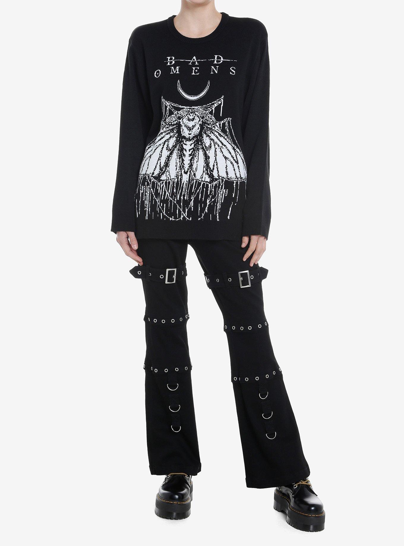 Bad Omens Moth Girls Intarsia Sweater, BLACK, alternate
