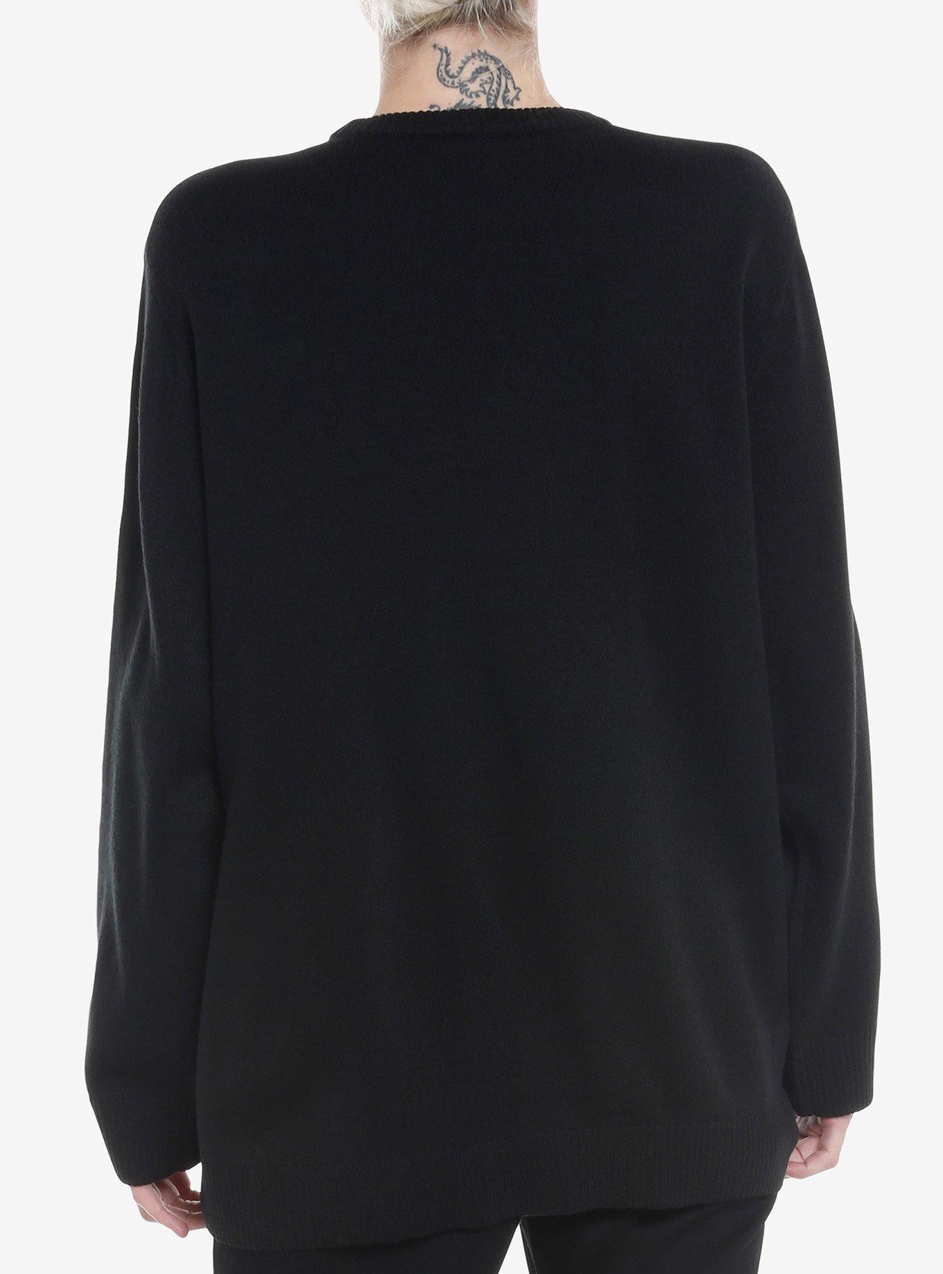 Bad Omens Moth Girls Intarsia Sweater, BLACK, alternate