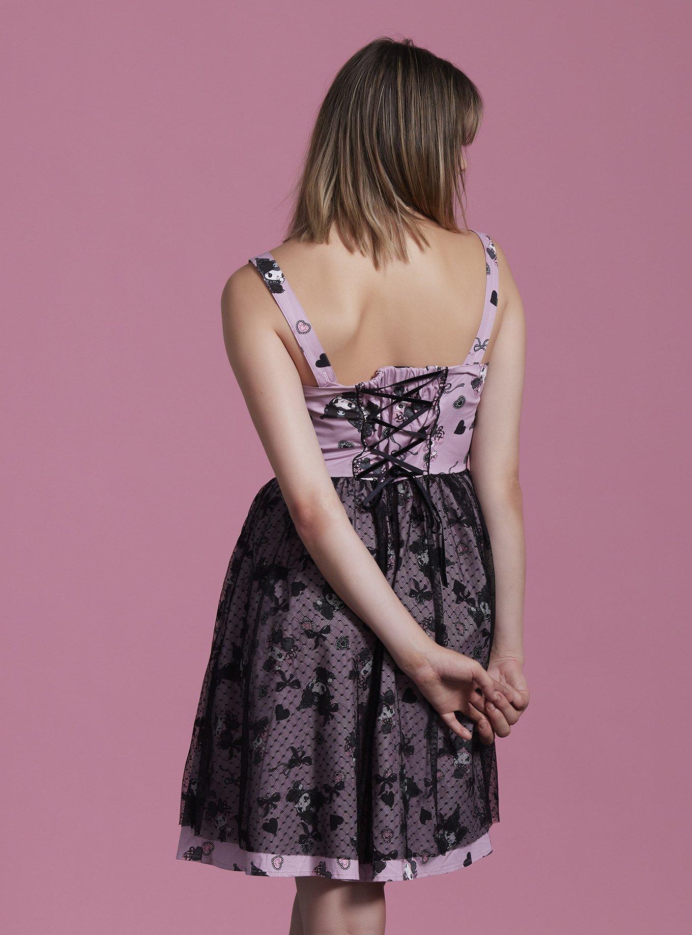 My Melody & Kuromi Lolita Mesh Lace-Up Dress, MULTI, alternate
