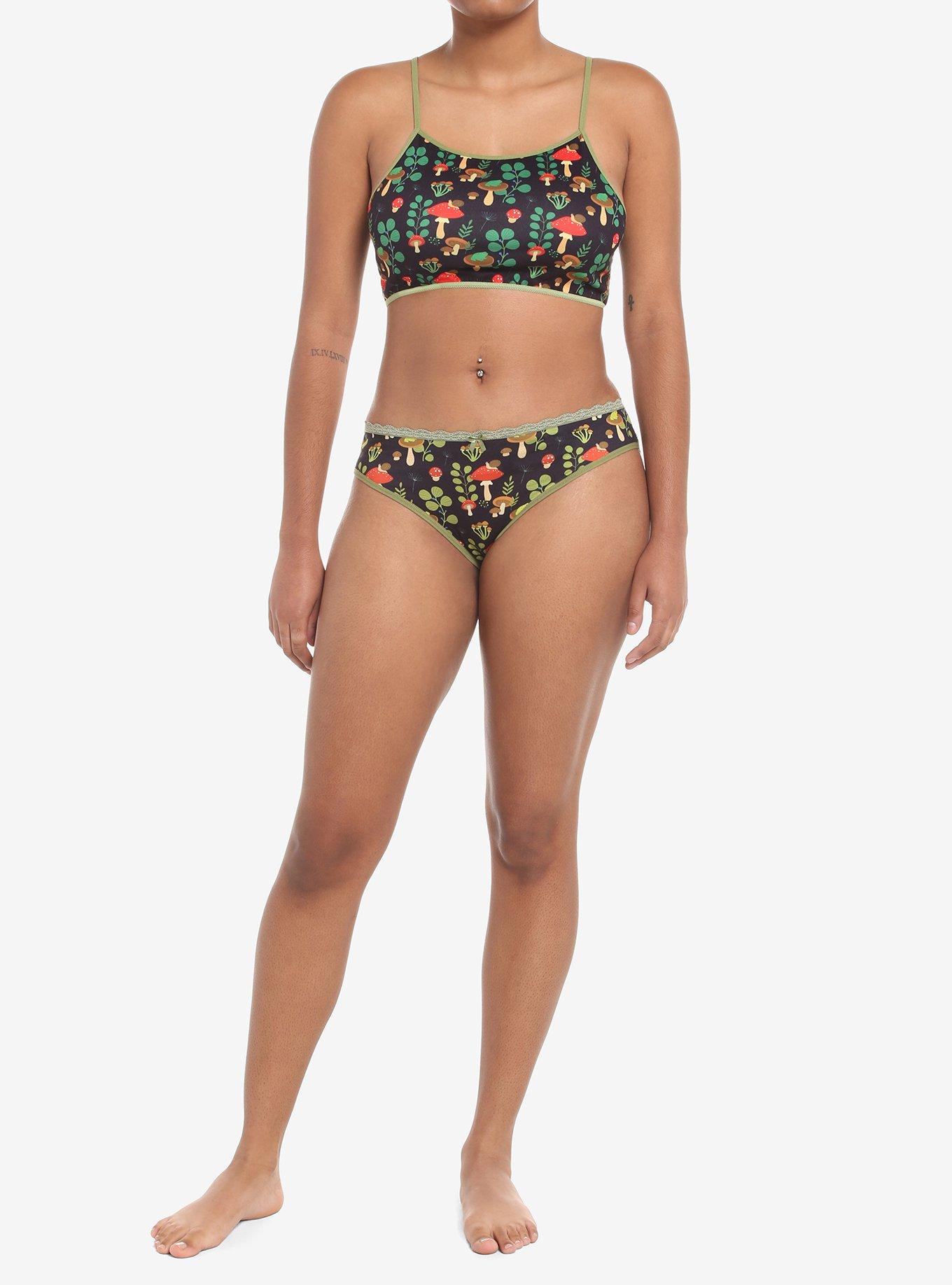 Mushrooms & Frogs Allover Print Bralette, MULTI, alternate