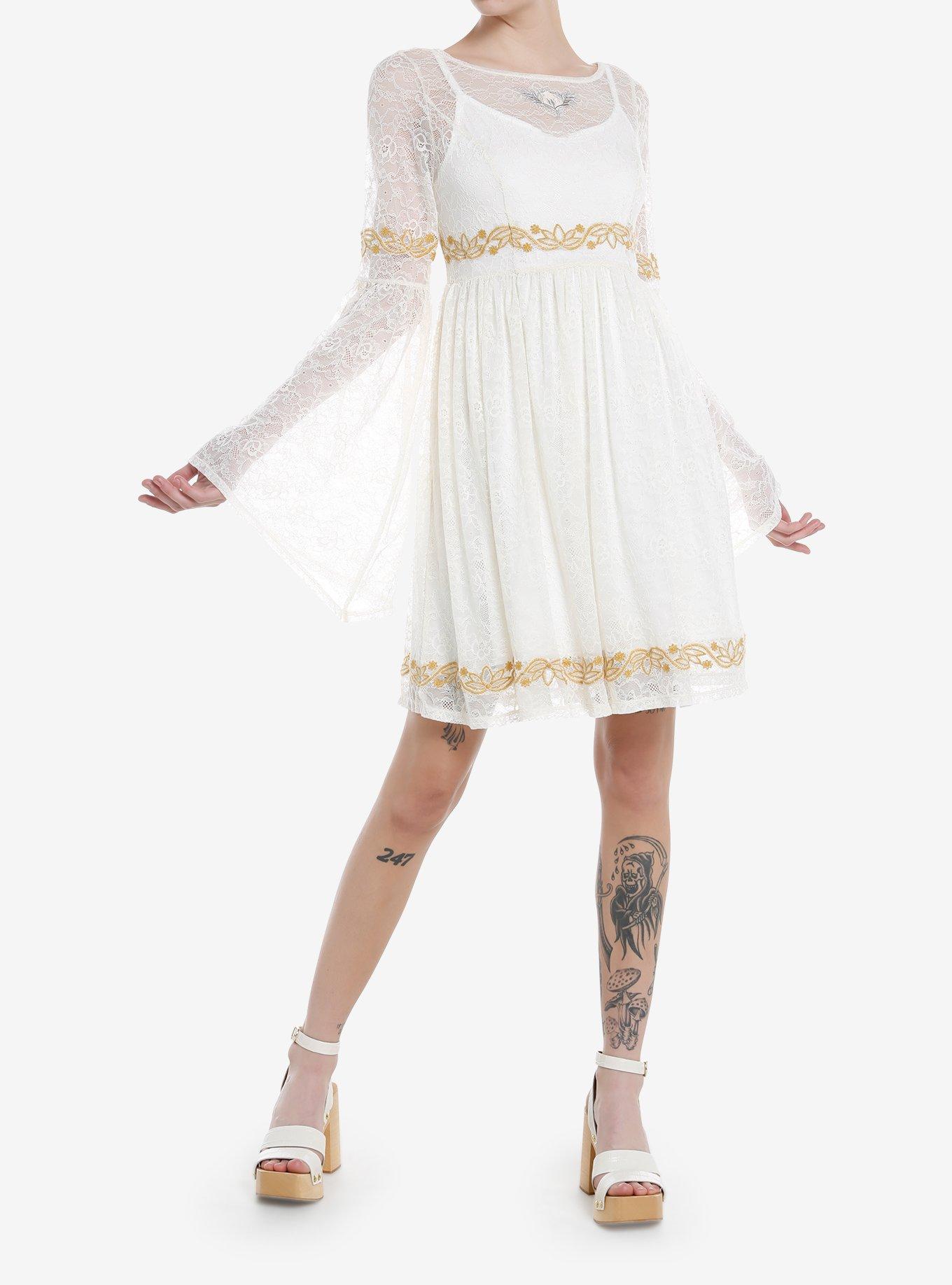 Her Universe The Lord Of The Rings Galadriel Bell Sleeve Dress Her Universe Exclusive, CREAM, alternate