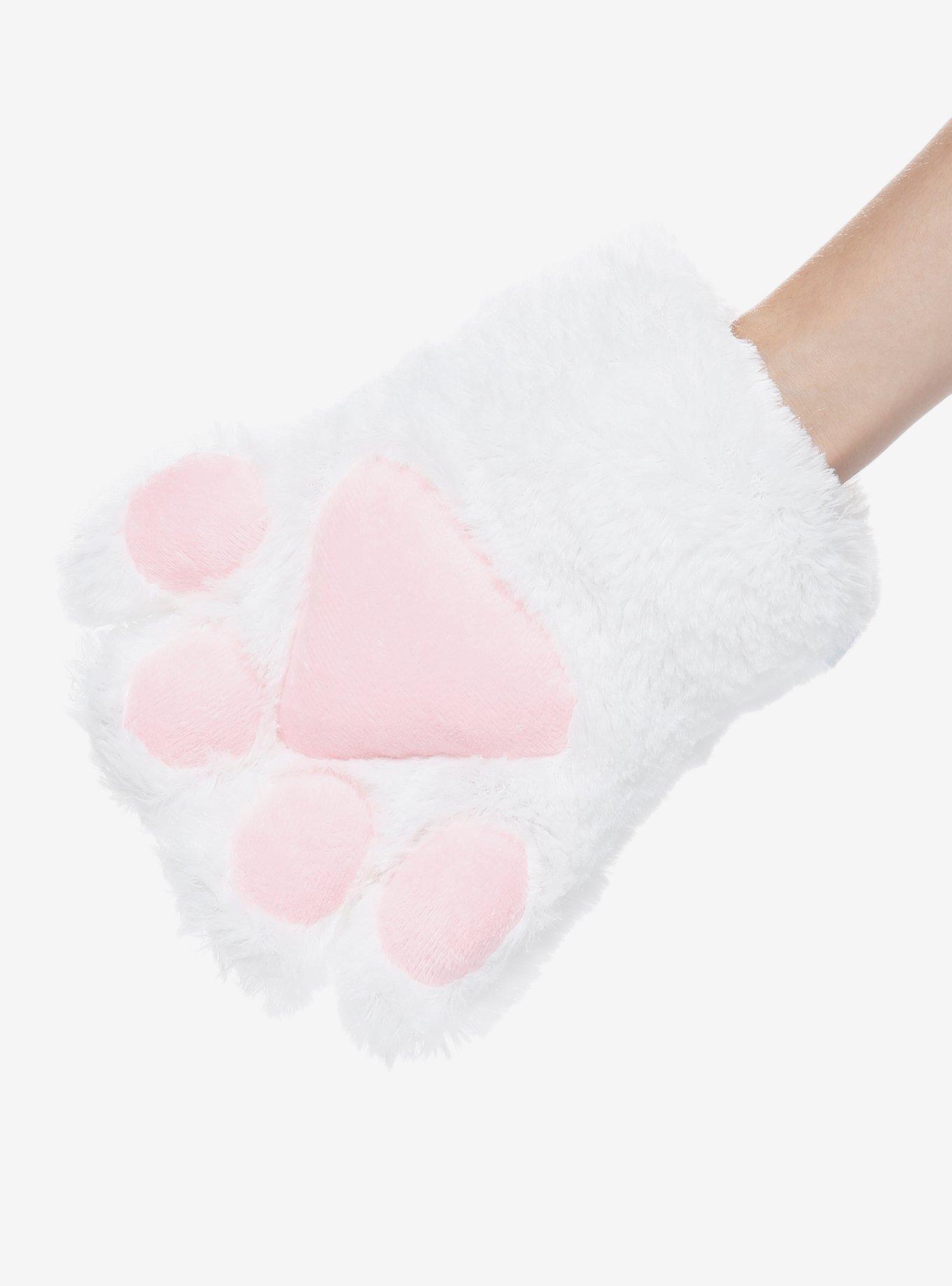White Cat Fuzzy Paw Glove Set, , alternate