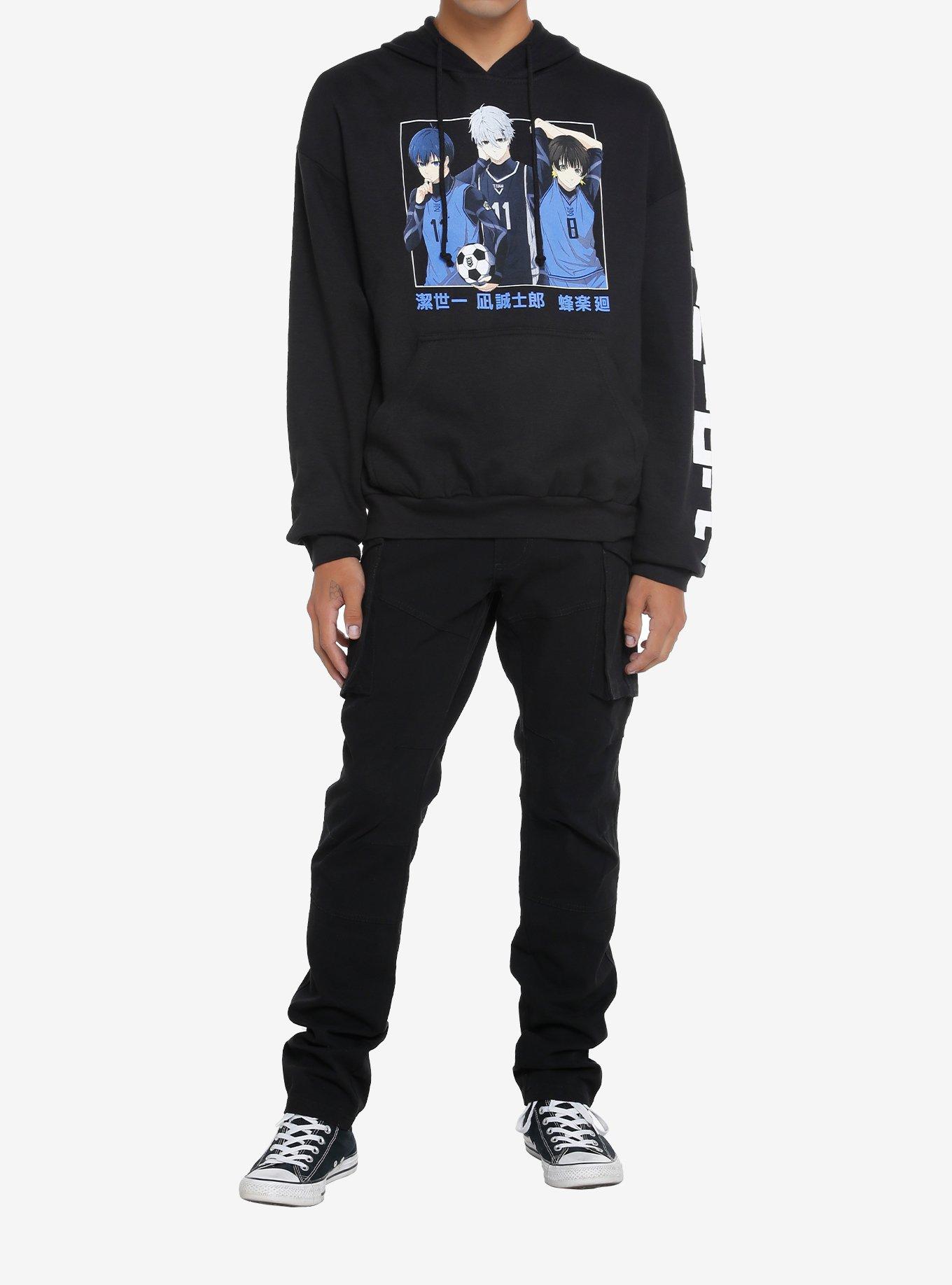 Blue Lock Trio Stats Hoodie, BLACK, alternate