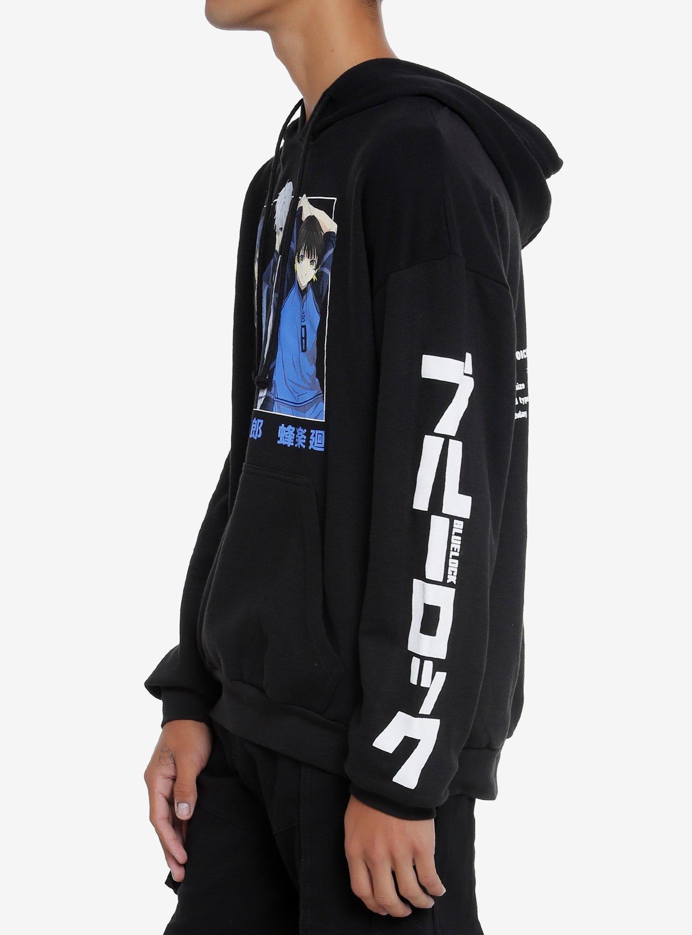 Blue Lock Trio Stats Hoodie, BLACK, alternate
