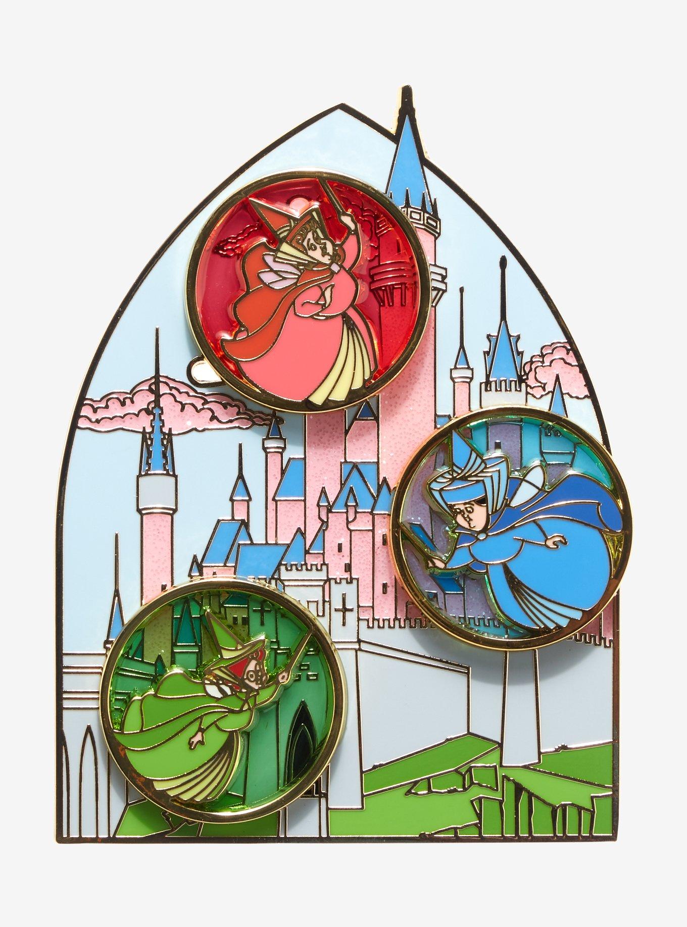 Loungefly Disney Sleeping Beauty Three Fairies Sliding 3 Inch Enamel Pin, , alternate