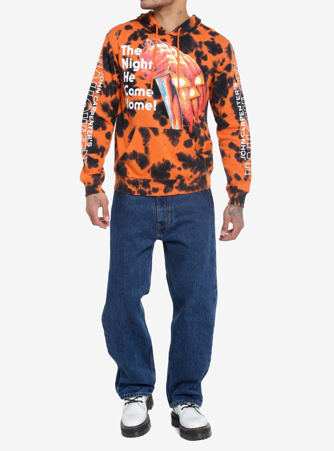 Halloween Pumpkin Orange Tie-Dye Hoodie, ORANGE, alternate