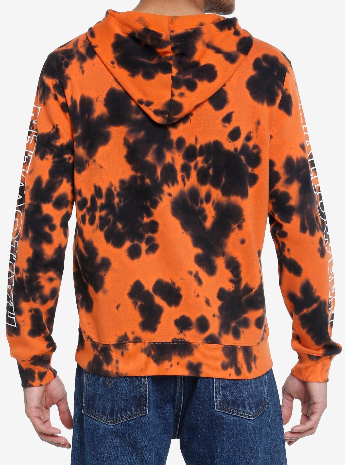 Halloween Pumpkin Orange Tie-Dye Hoodie, ORANGE, alternate