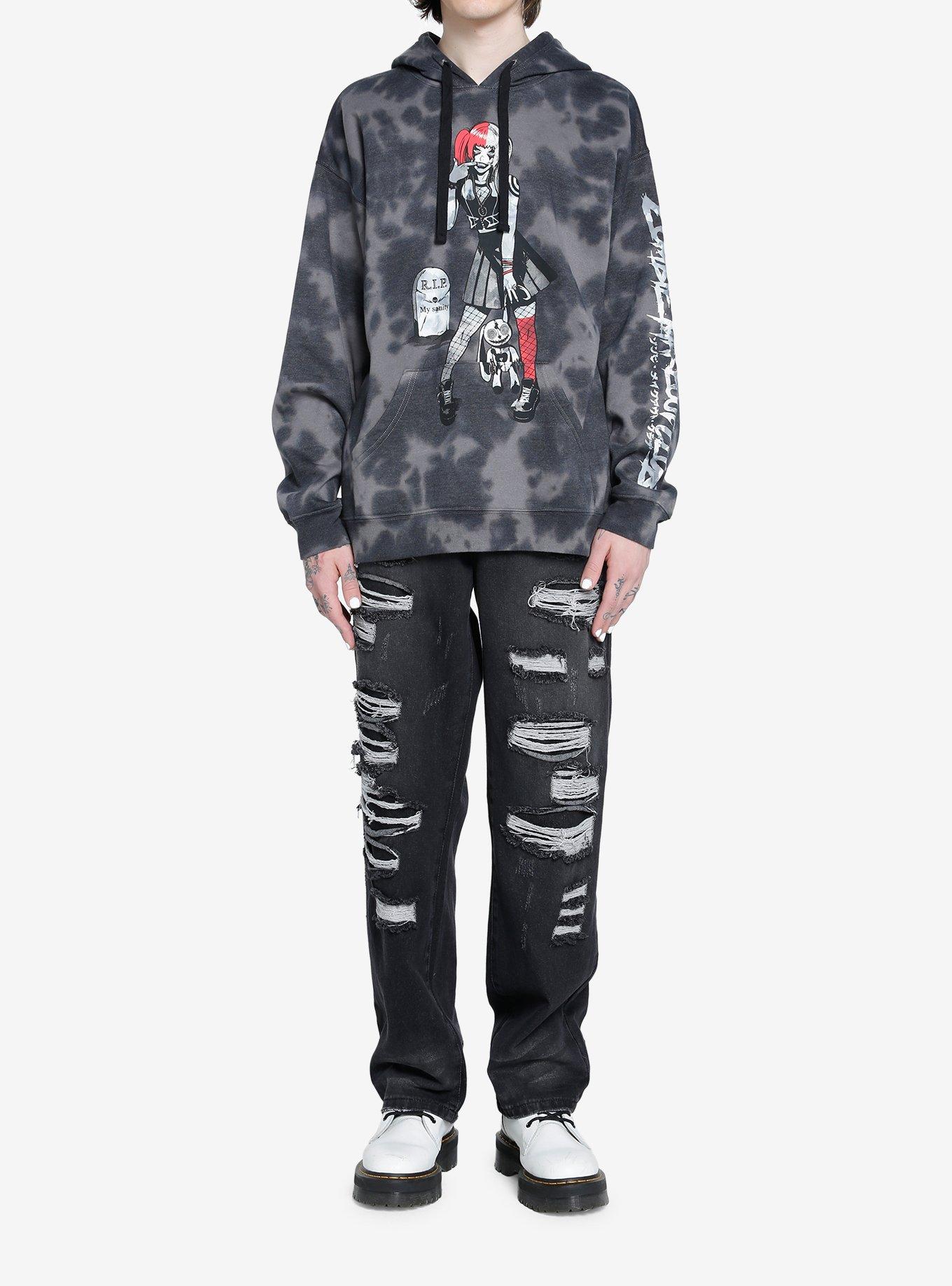 Zombie Makeout Club Goth Clown Girl Hoodie, MULTI, alternate