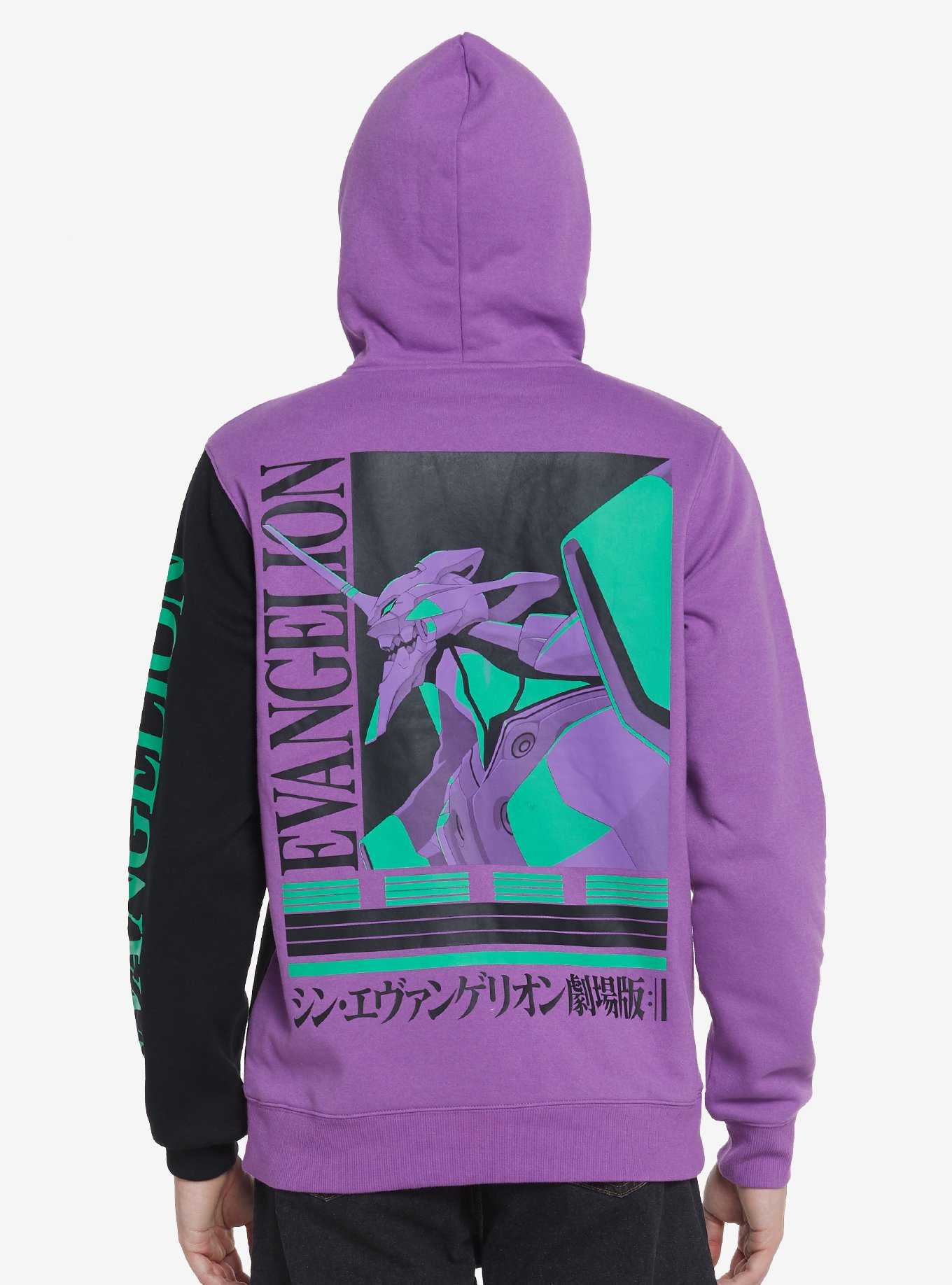 Neon Genesis Evangelion Eva-01 Double-Sided Color-Block Hoodie, , hi-res