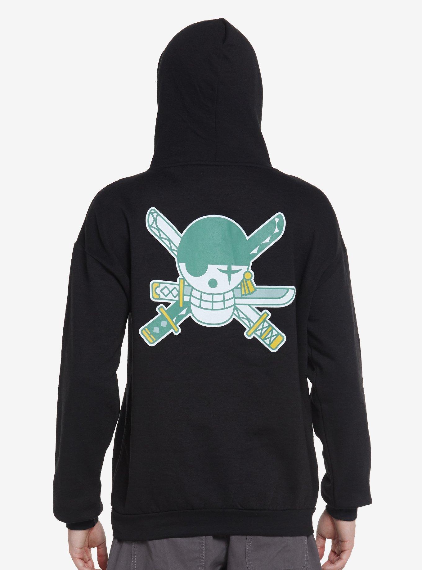 One Piece Zoro Jolly Roger Hoodie, BLACK, alternate