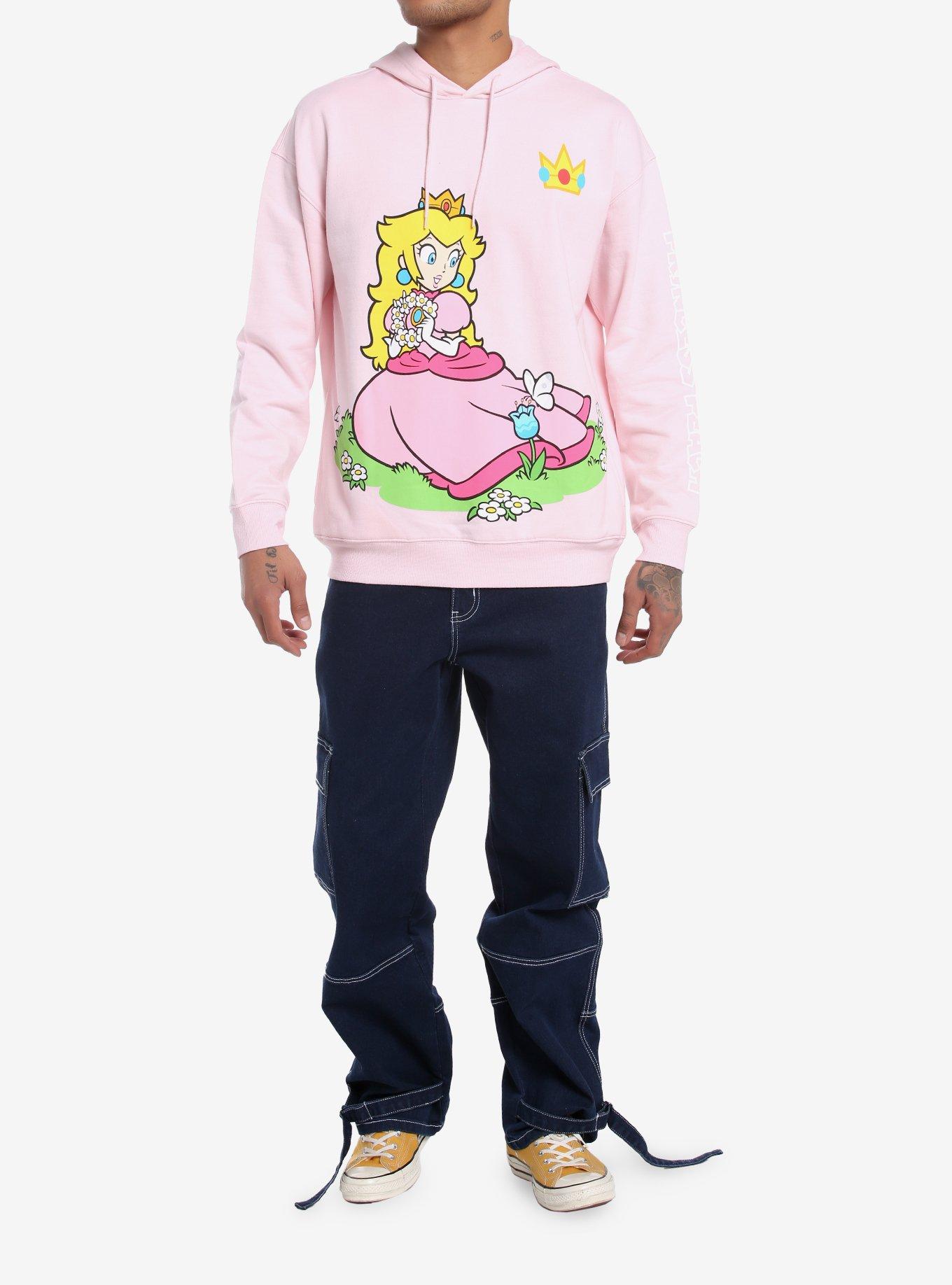 Super Mario Princess Peach Jumbo Print Hoodie, PINK, alternate