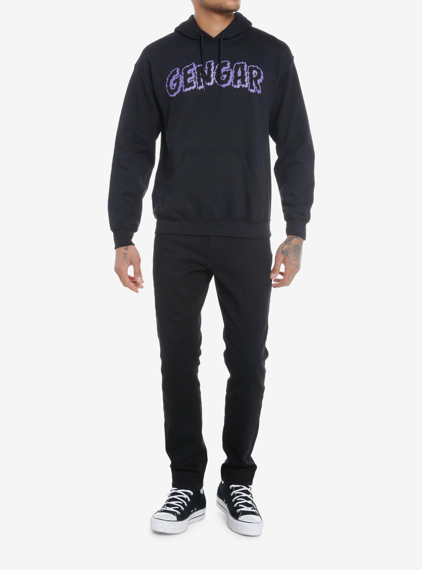 Pokemon Gengar Sharp Font Hoodie, BLACK, alternate