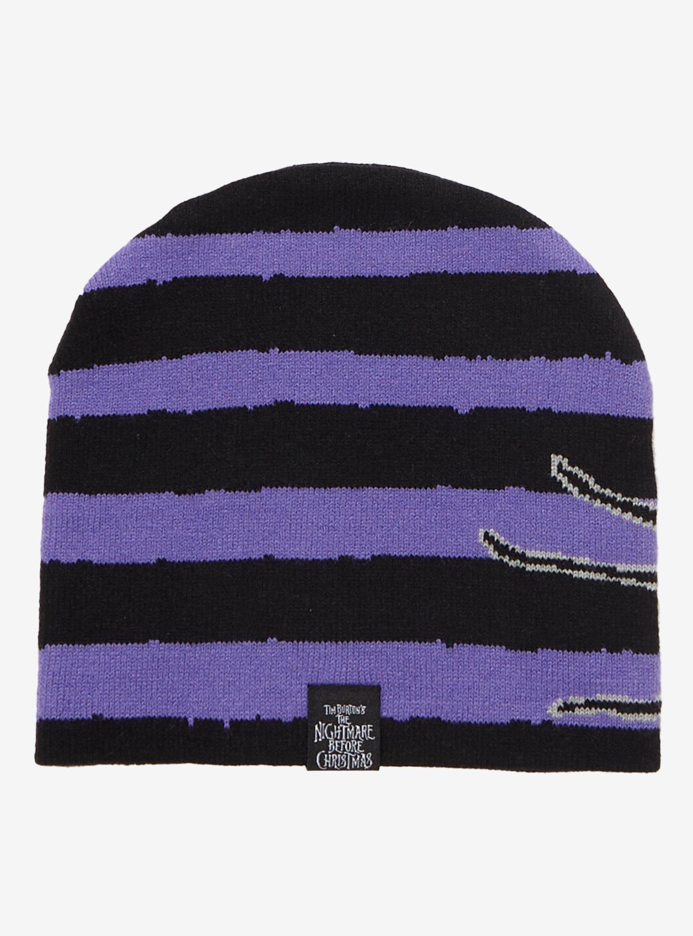 The Nightmare Before Christmas Jack & Sally Split Stripe Beanie, , hi-res