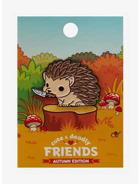 Cute & Deadly Friends Hedgehog With Knife Enamel Pin, , hi-res
