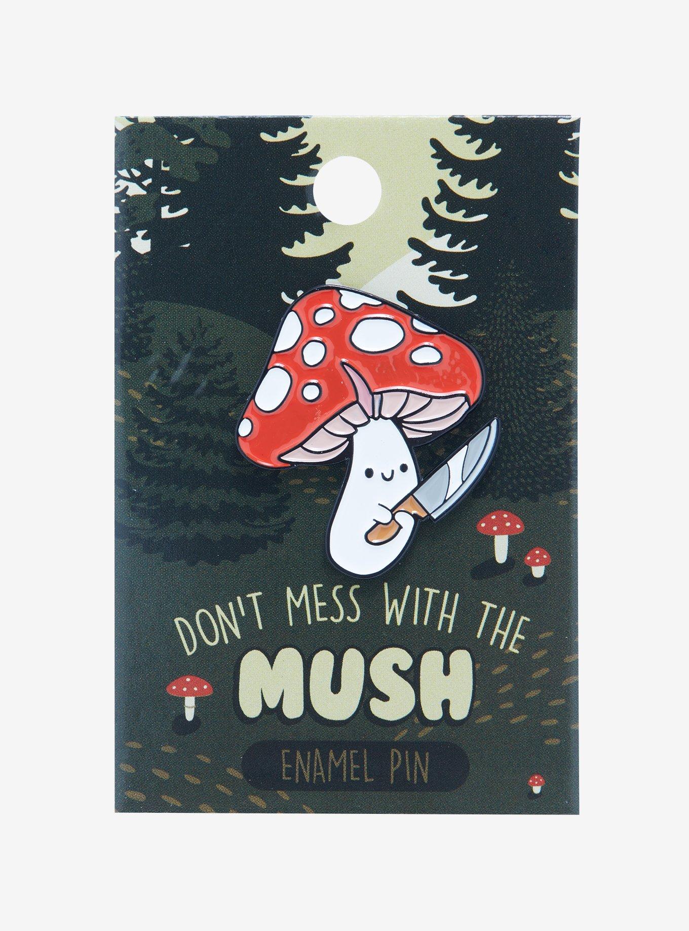 Mushroom With Knife Enamel Pin, , alternate