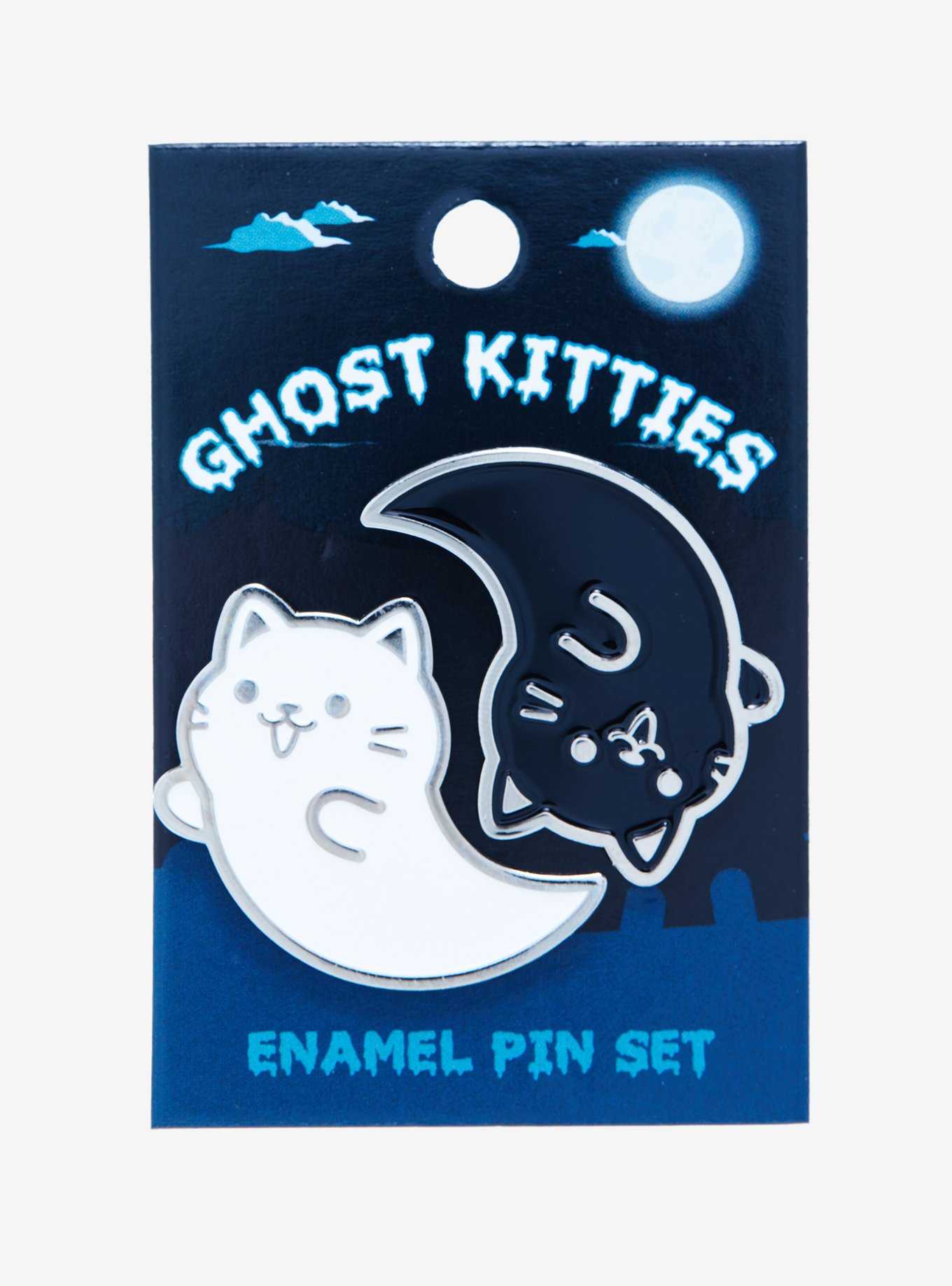 Yin-Yang Ghost Cats Enamel Pin Set, , hi-res