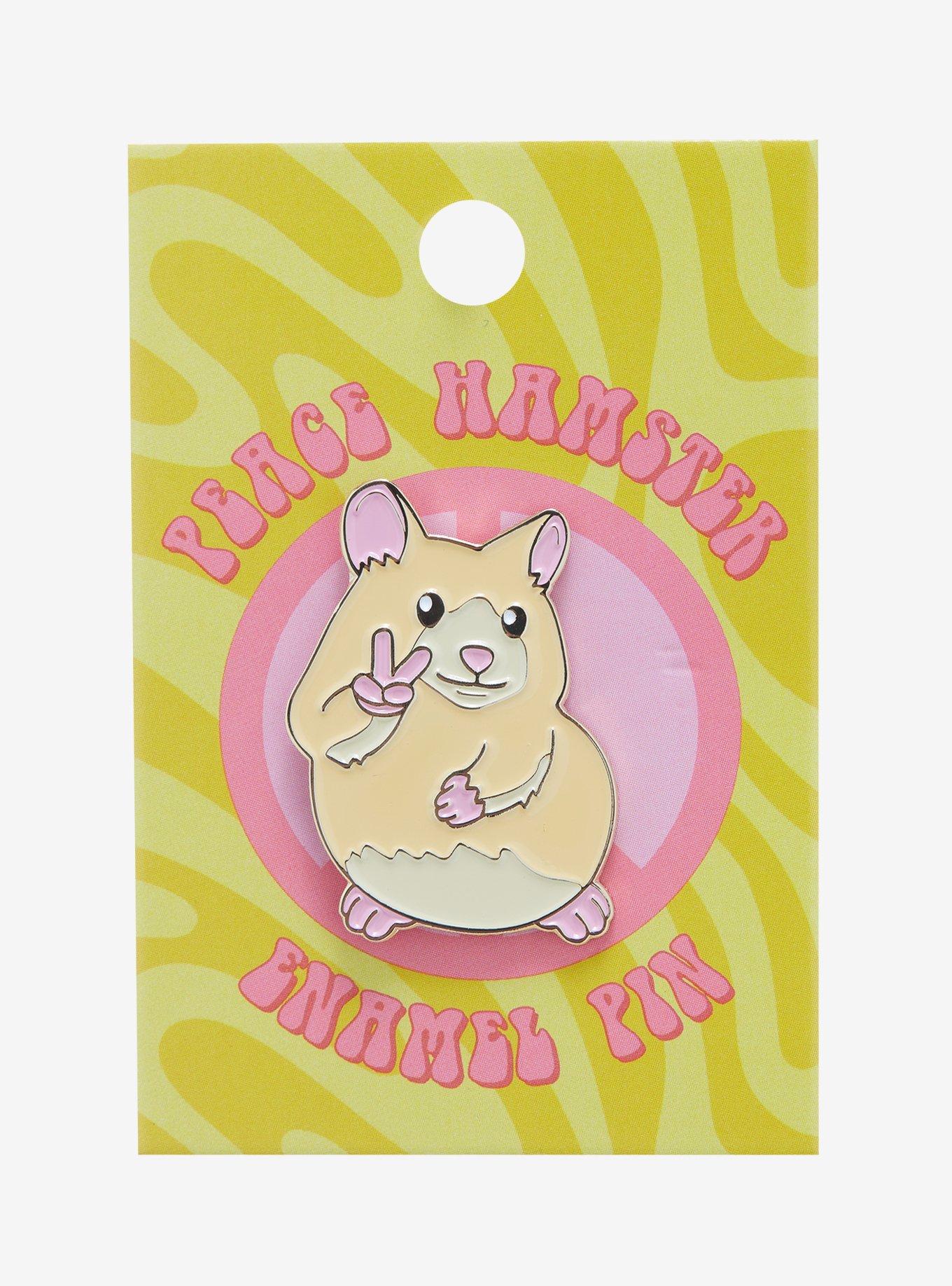 Peace Sign Hamster Enamel Pin, , alternate
