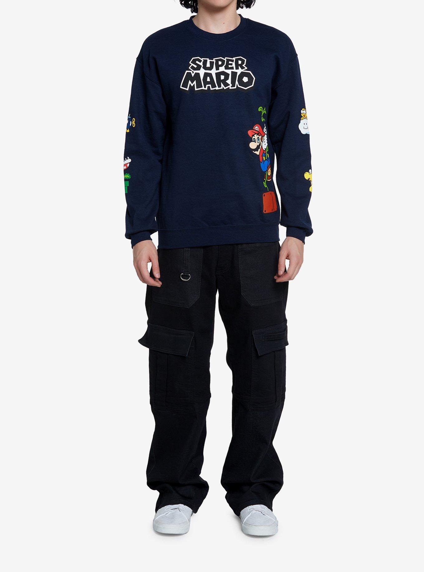Super Mario Icons & Characters Navy Sweatshirt, NAVY, alternate