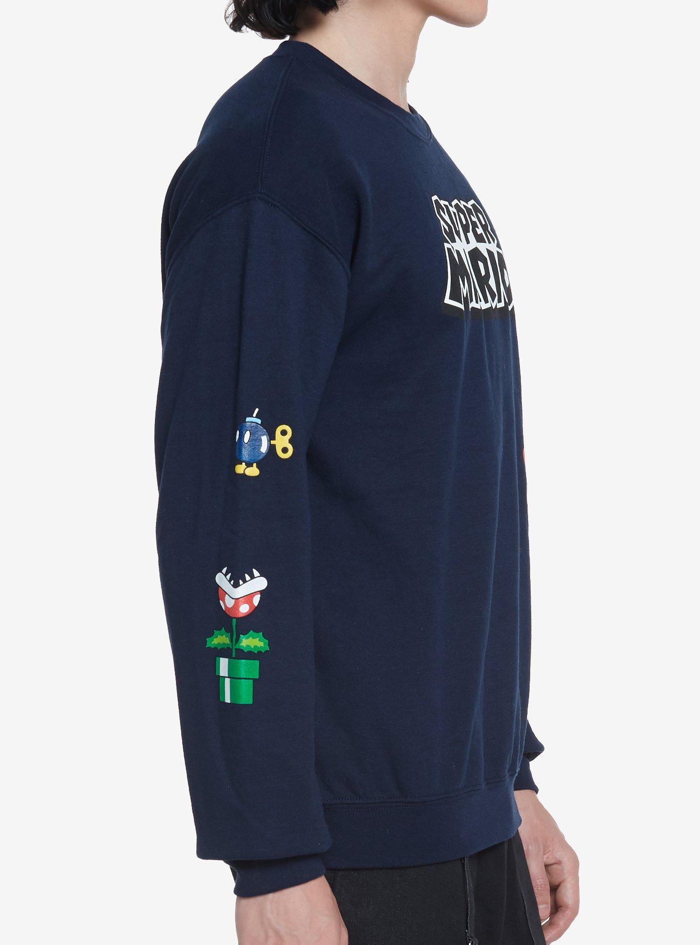 Super Mario Icons & Characters Navy Sweatshirt, NAVY, alternate