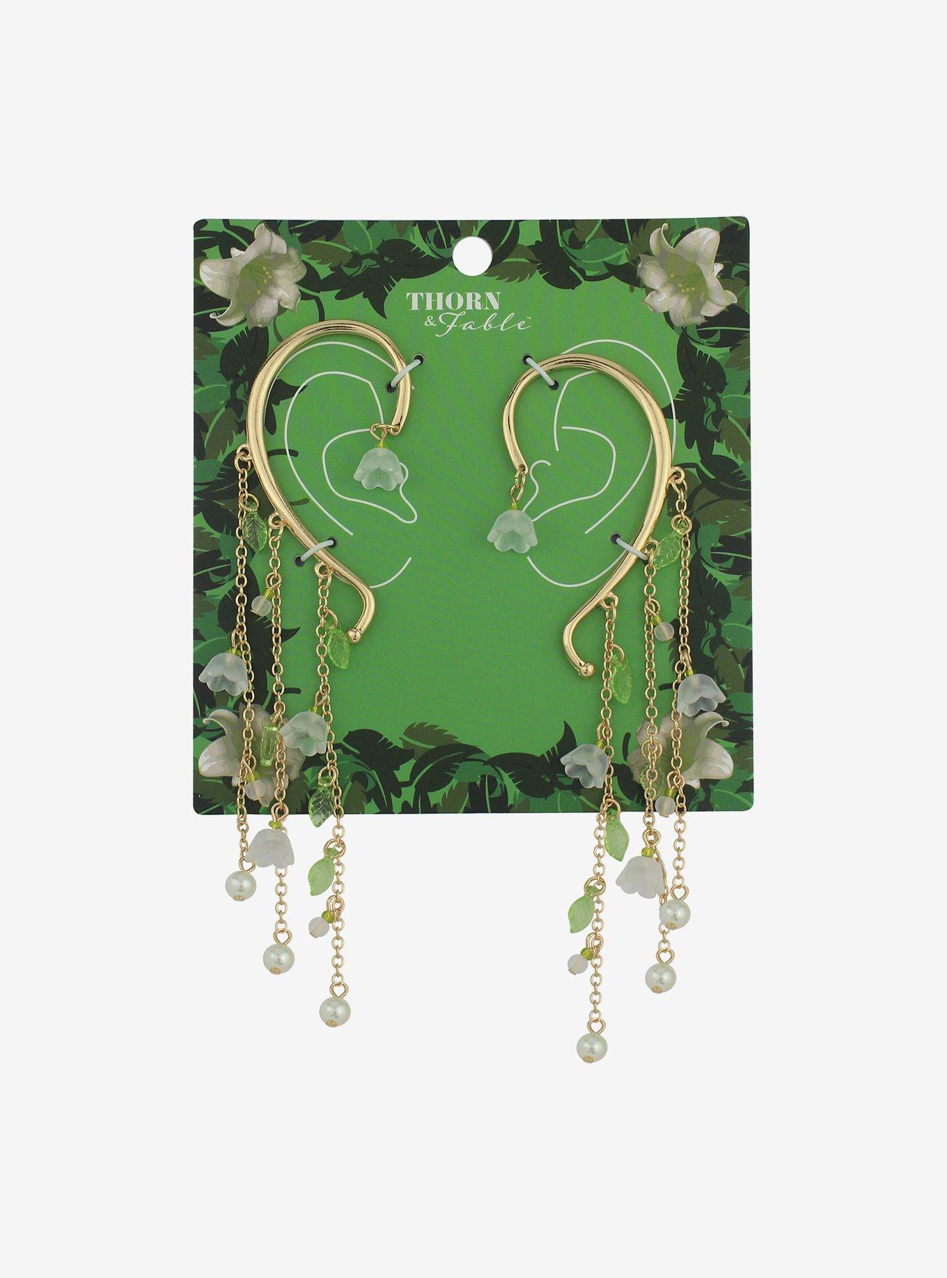 Thorn & Fable Floral Pearl Ear Cuff Set, , alternate