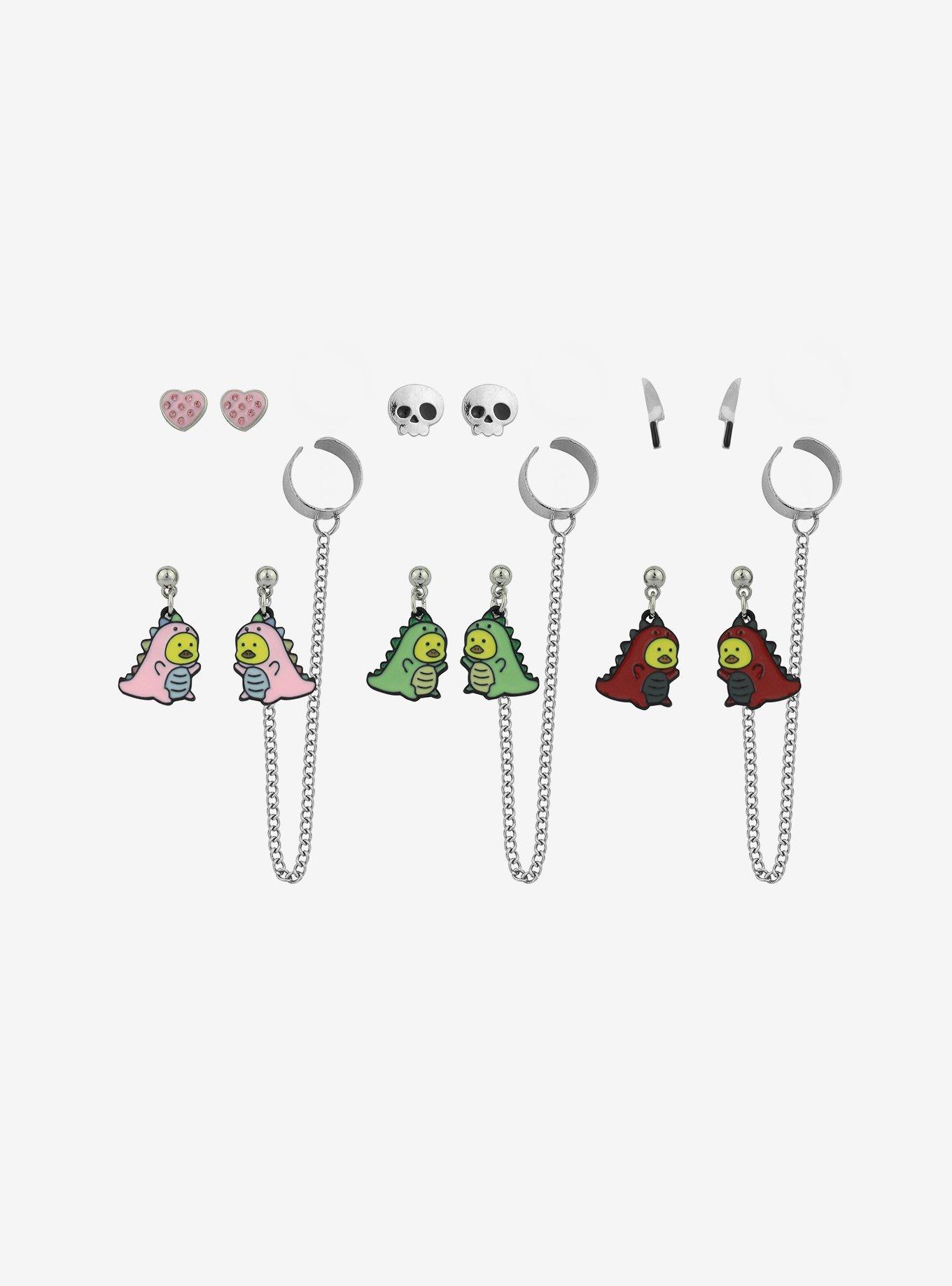 Sweet Society Dinosaur Duck Cuff Earring Set, , alternate