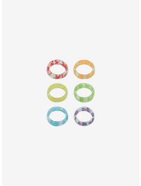 Sweet Society Rainbow Fruit Chunky Acrylic Ring Set, , hi-res