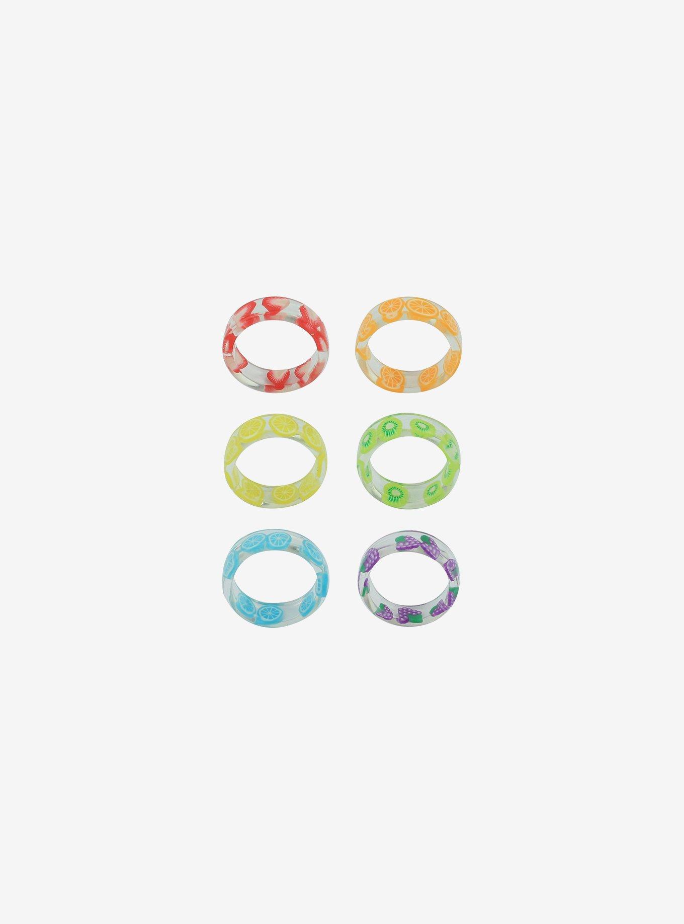 Sweet Society Rainbow Fruit Chunky Acrylic Ring Set, , alternate