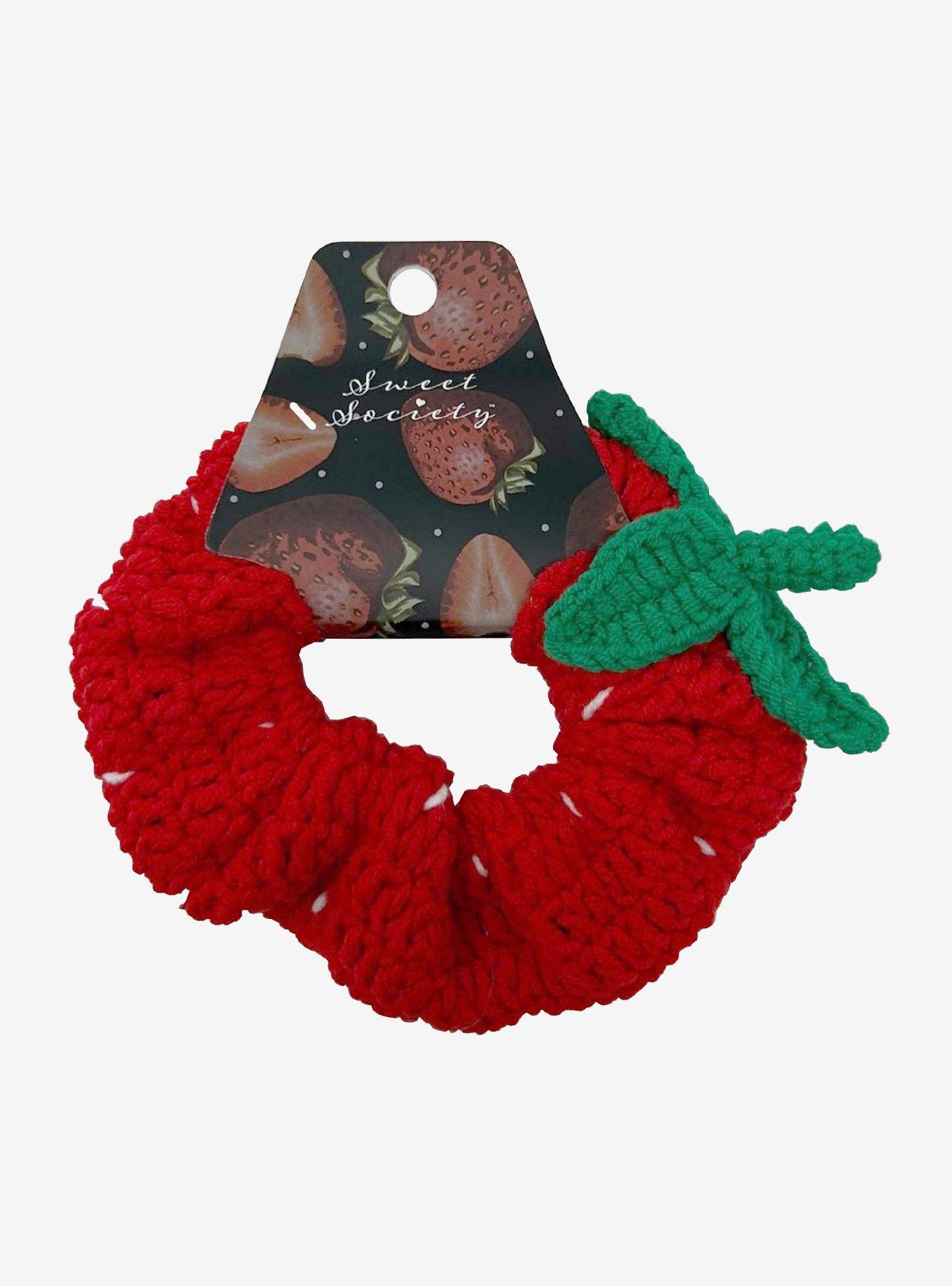 Sweet Society Crochet Strawberry Scrunchie, , alternate