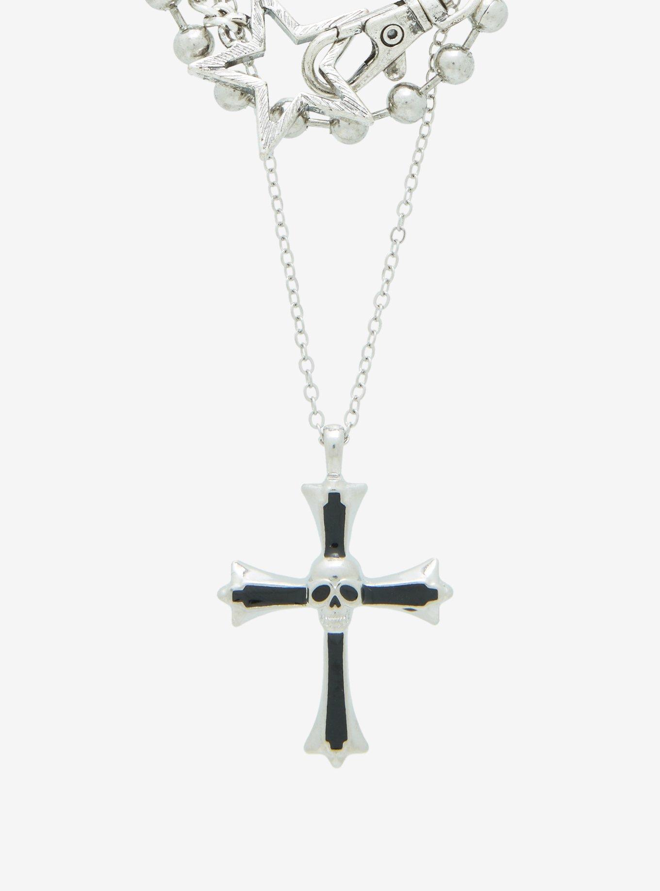 Social Collision Cross Star Ball Chain Necklace Set, , alternate