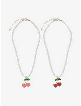 Sweet Society Heart Cherry Pearl Best Friend Necklace Set, , hi-res