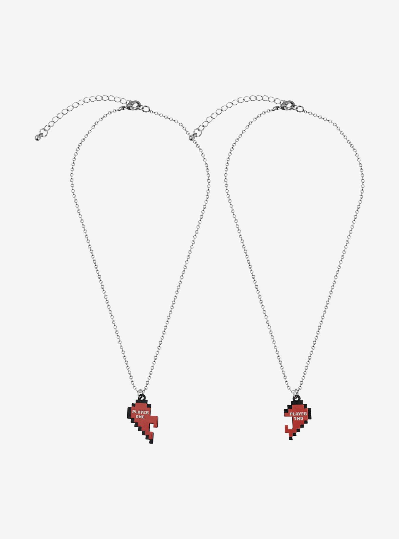 Sweet Society Player 1 & 2 8-Bit Heart Best Friend Necklace Set, , alternate