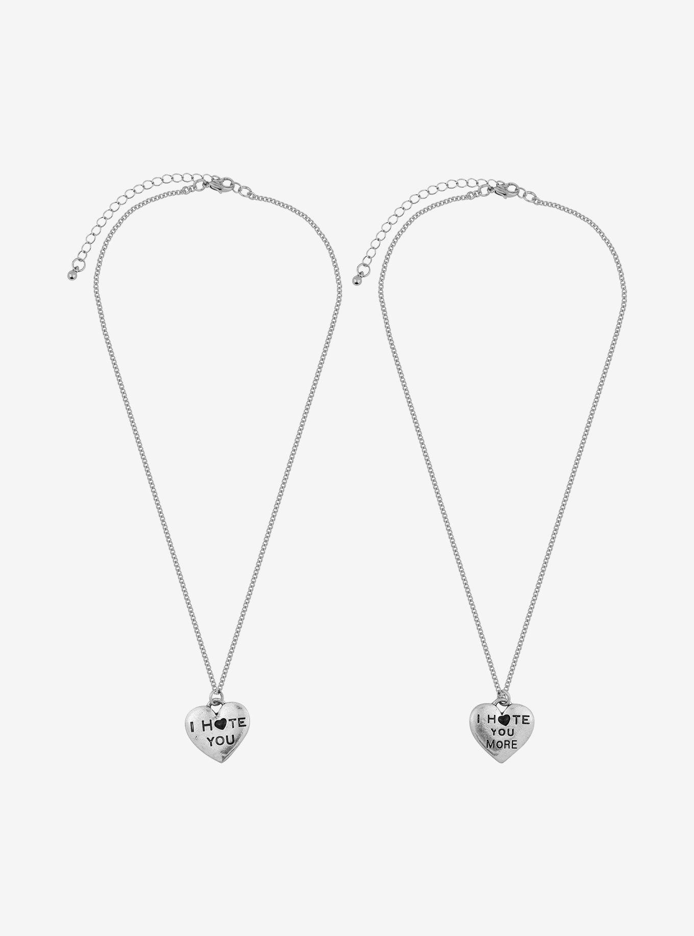Social Collision I Hate You Heart Best Friend Necklace Set, , alternate