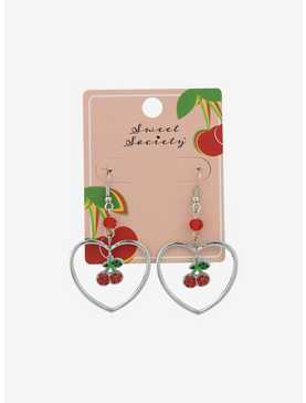 Sweet Society Cherry Heart Bling Earrings, , hi-res