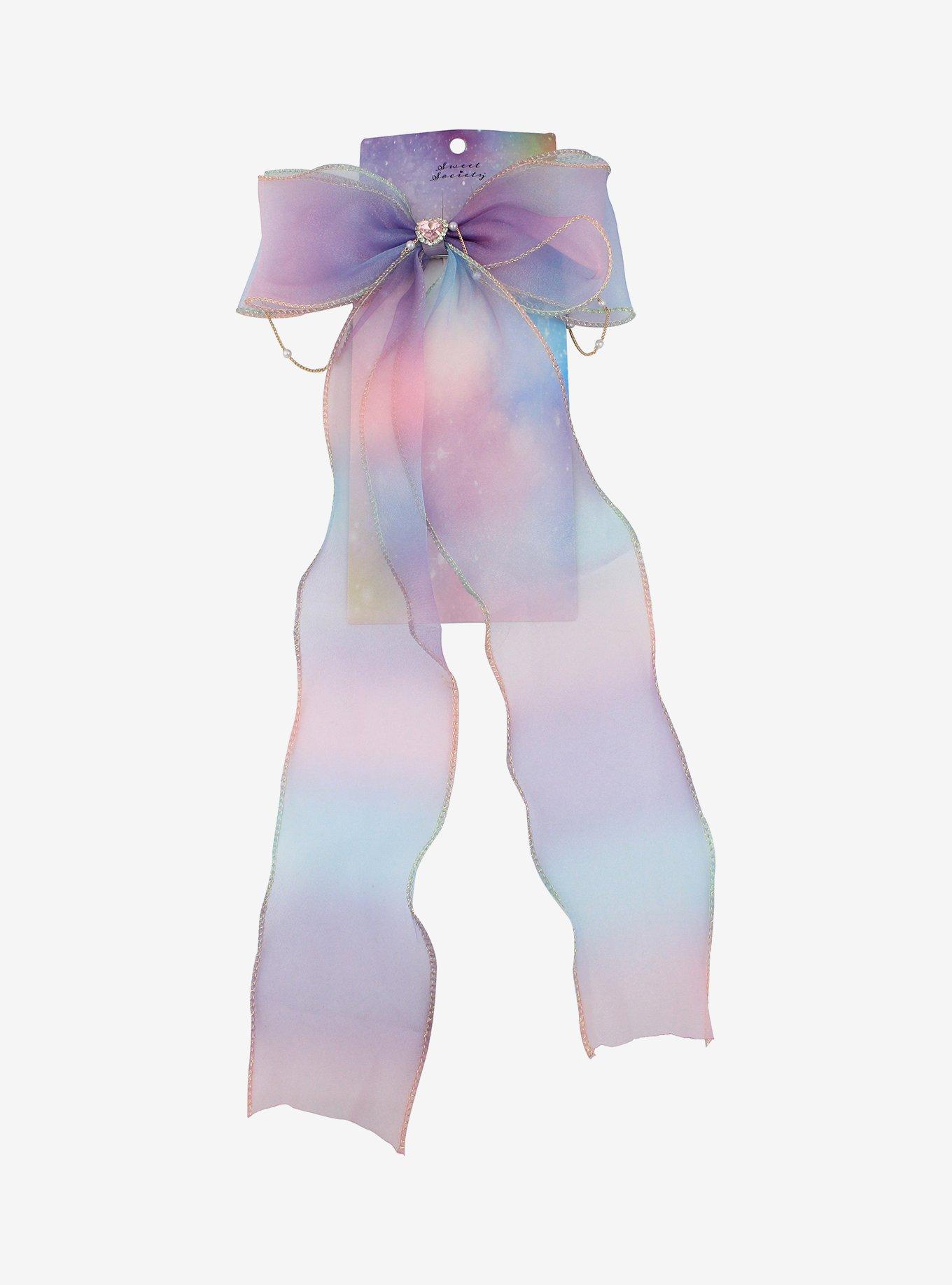 Sweet Society Pastel Ombre Mesh Heart Hair Bow, , hi-res