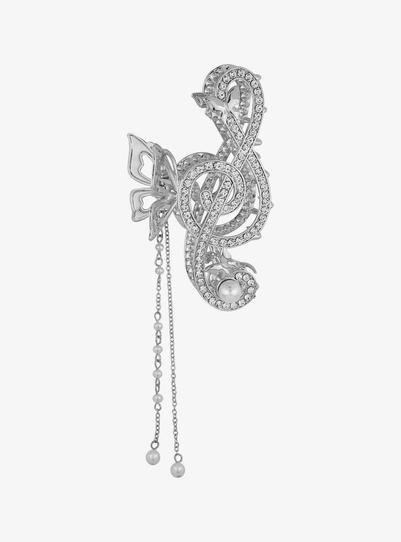 Music Note Bling Chain Claw Hair Clip, , hi-res