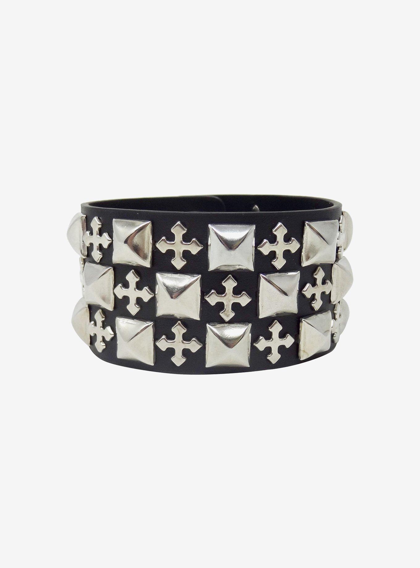Pyramid Cross Stud Cuff Bracelet, , alternate