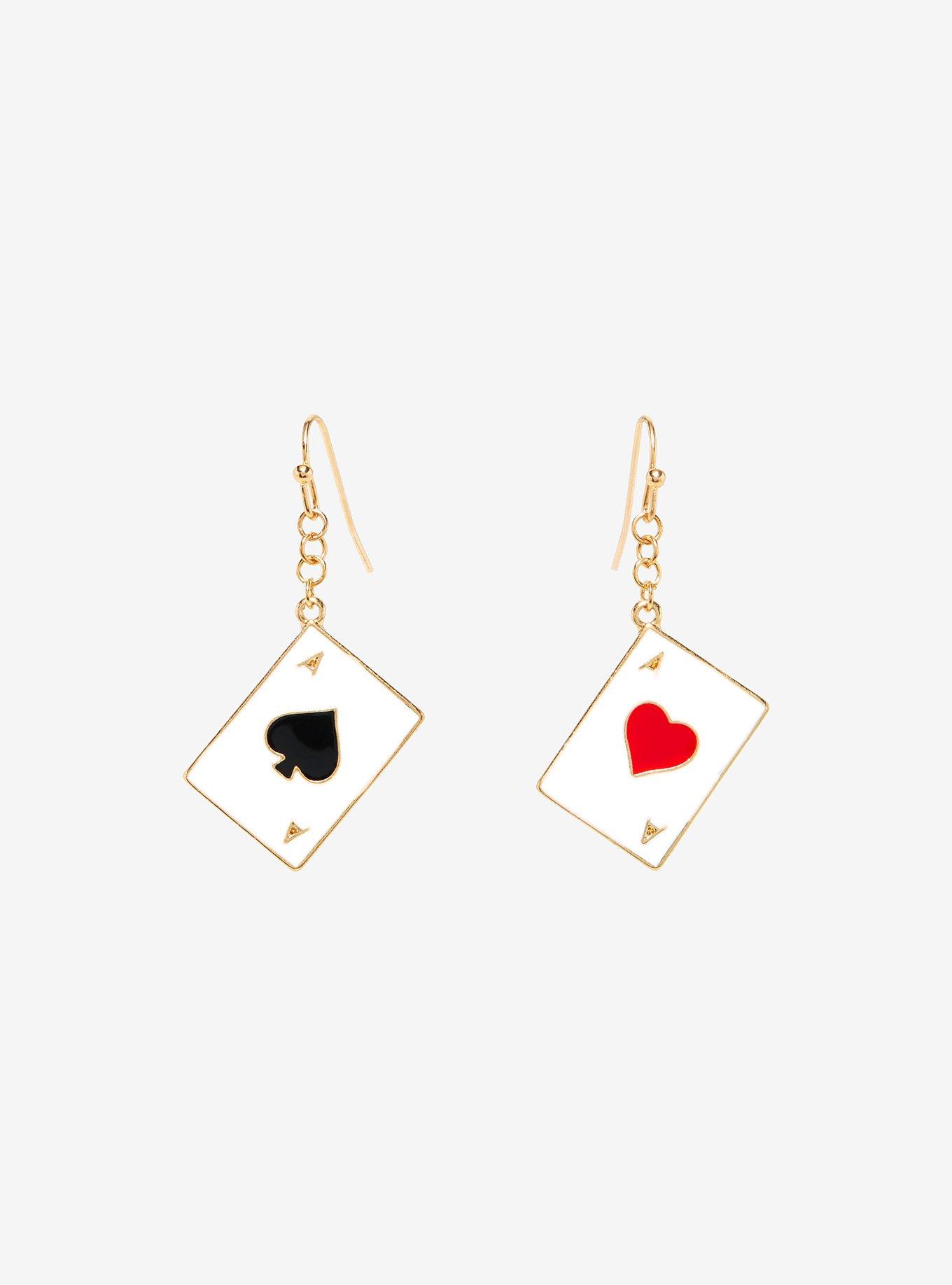 Thorn & Fable Playing Cards Mismatch Drop Earrings, , alternate