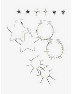 Social Collison Star Cross Skull Earring Set, , hi-res
