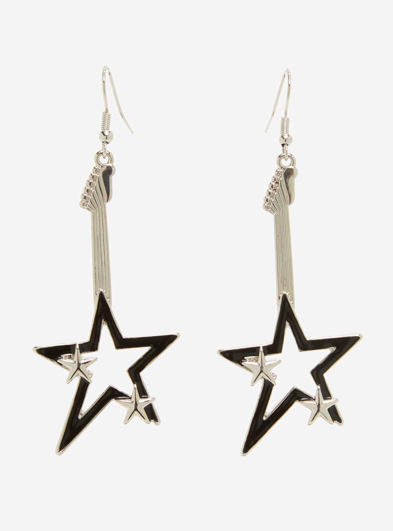 Social Collision Star Guitar Earrings, , hi-res