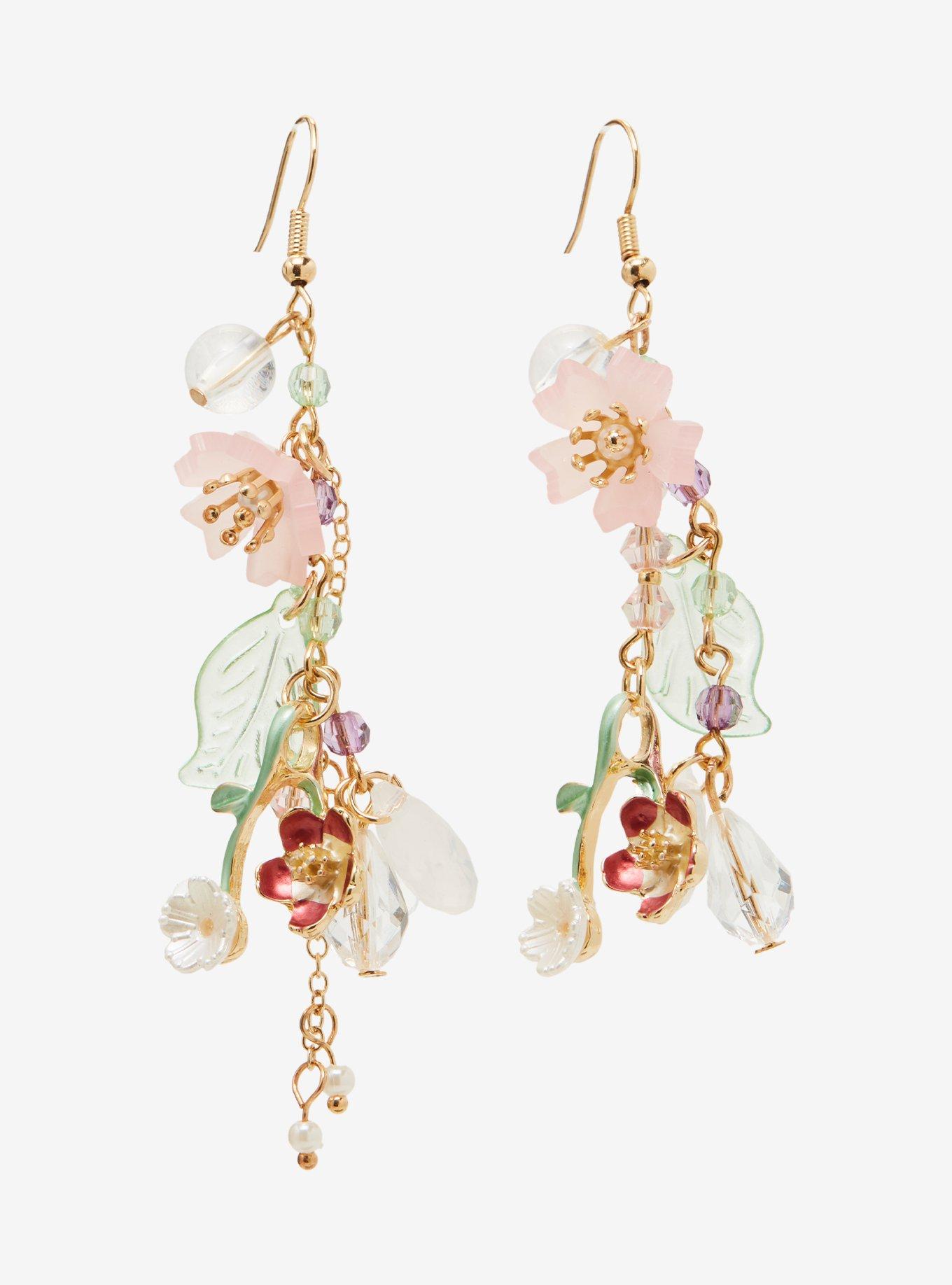 Thorn & Fable Sakura Flower Drop Earrings, , alternate