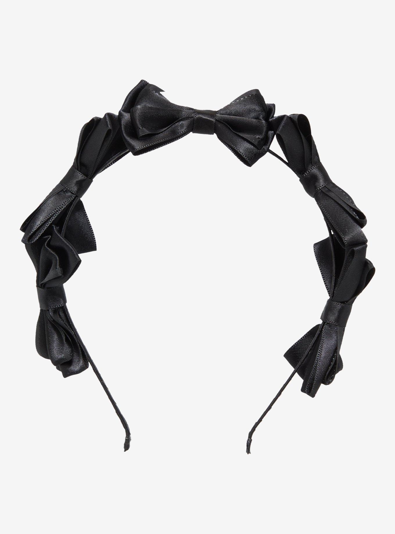 Black Bows Thin Headband, , alternate