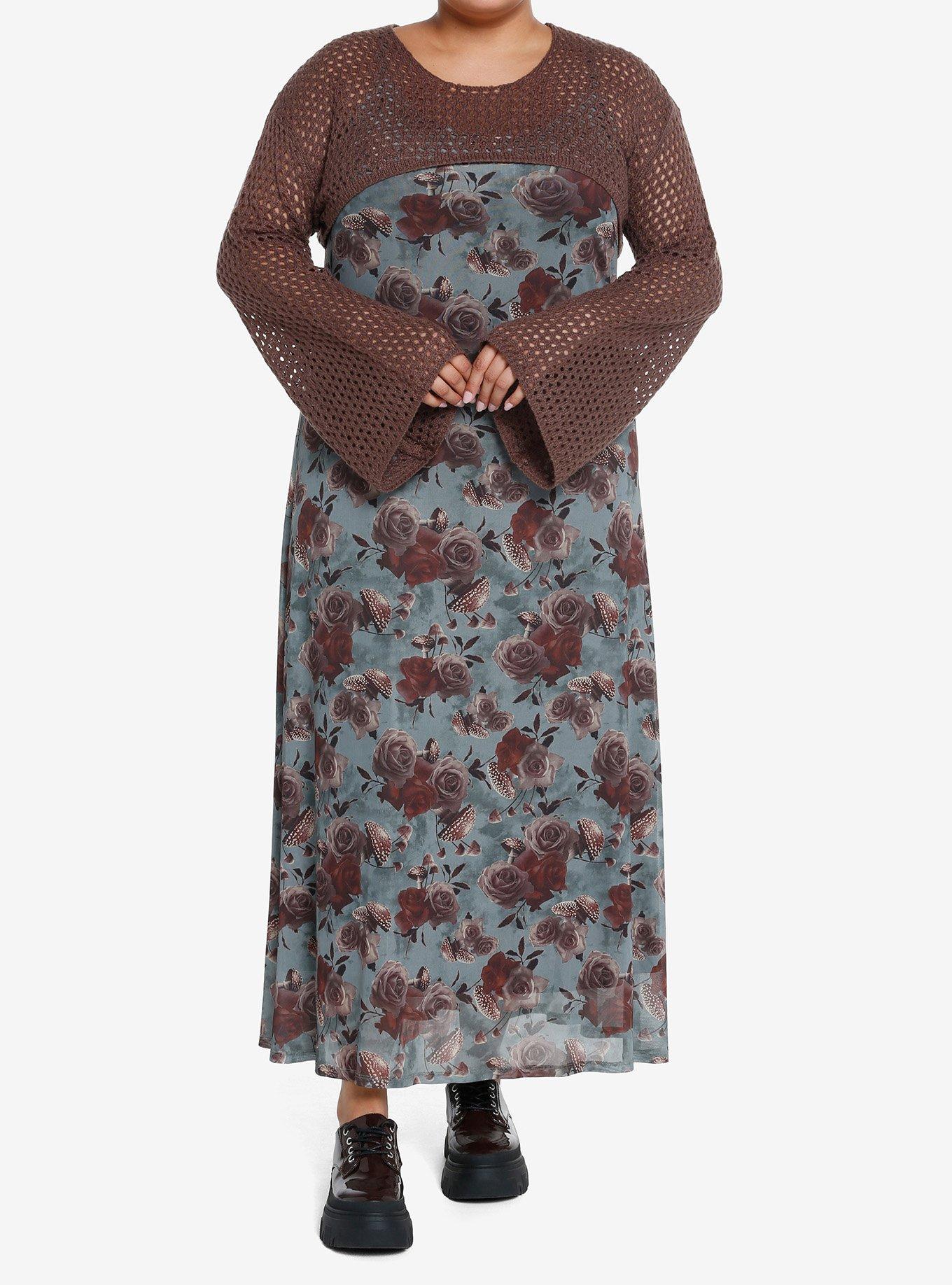 Thorn & Fable Brown Bolero Girls Crop Shrug Plus Size, BLACK, alternate