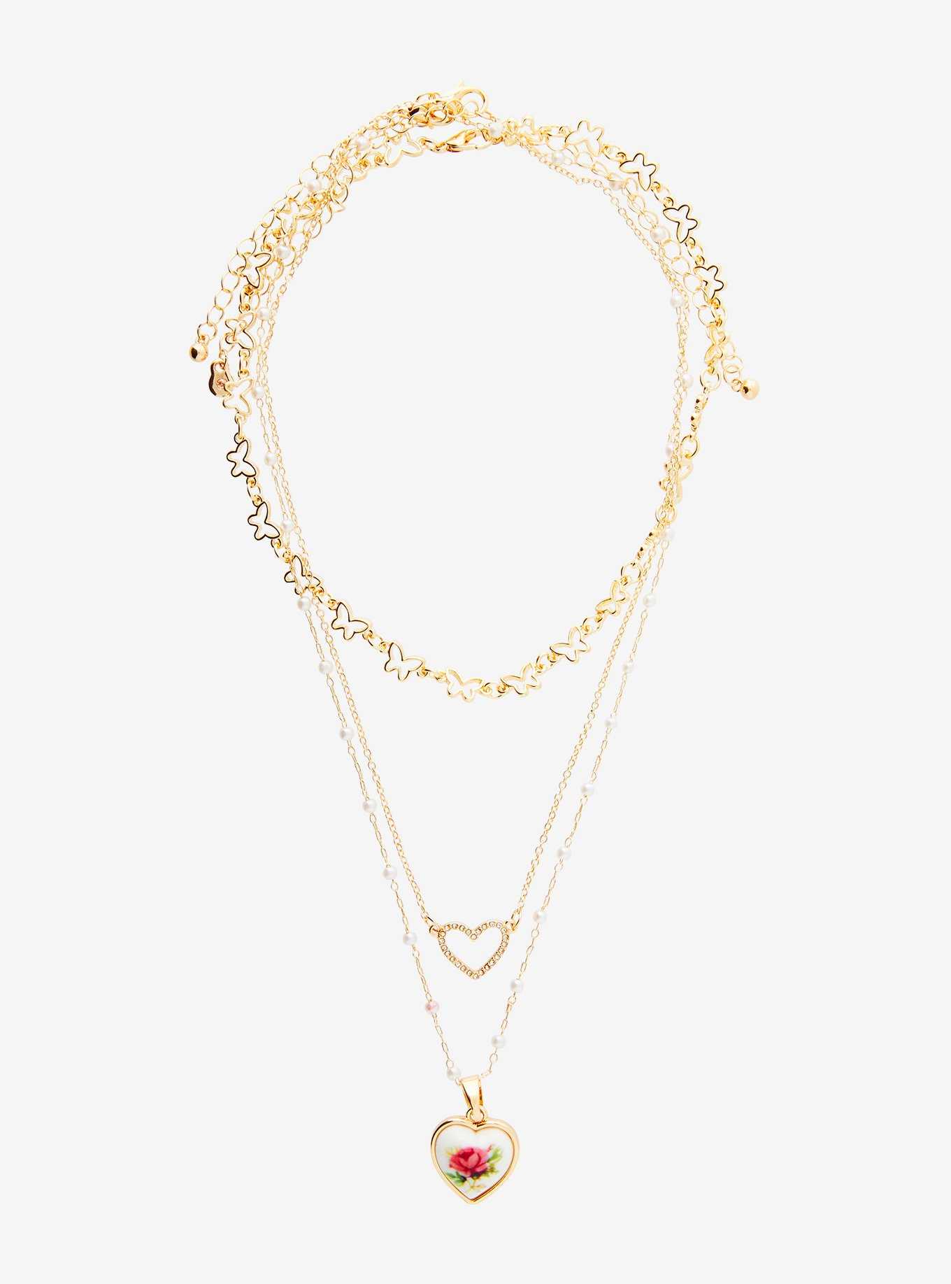 Sweet Society Rose Heart Necklace Set, , hi-res
