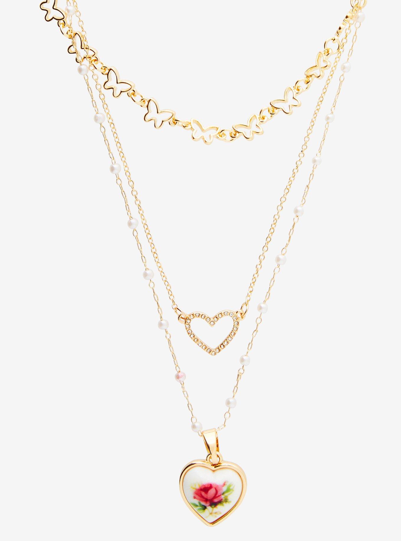 Sweet Society Rose Heart Necklace Set, , alternate
