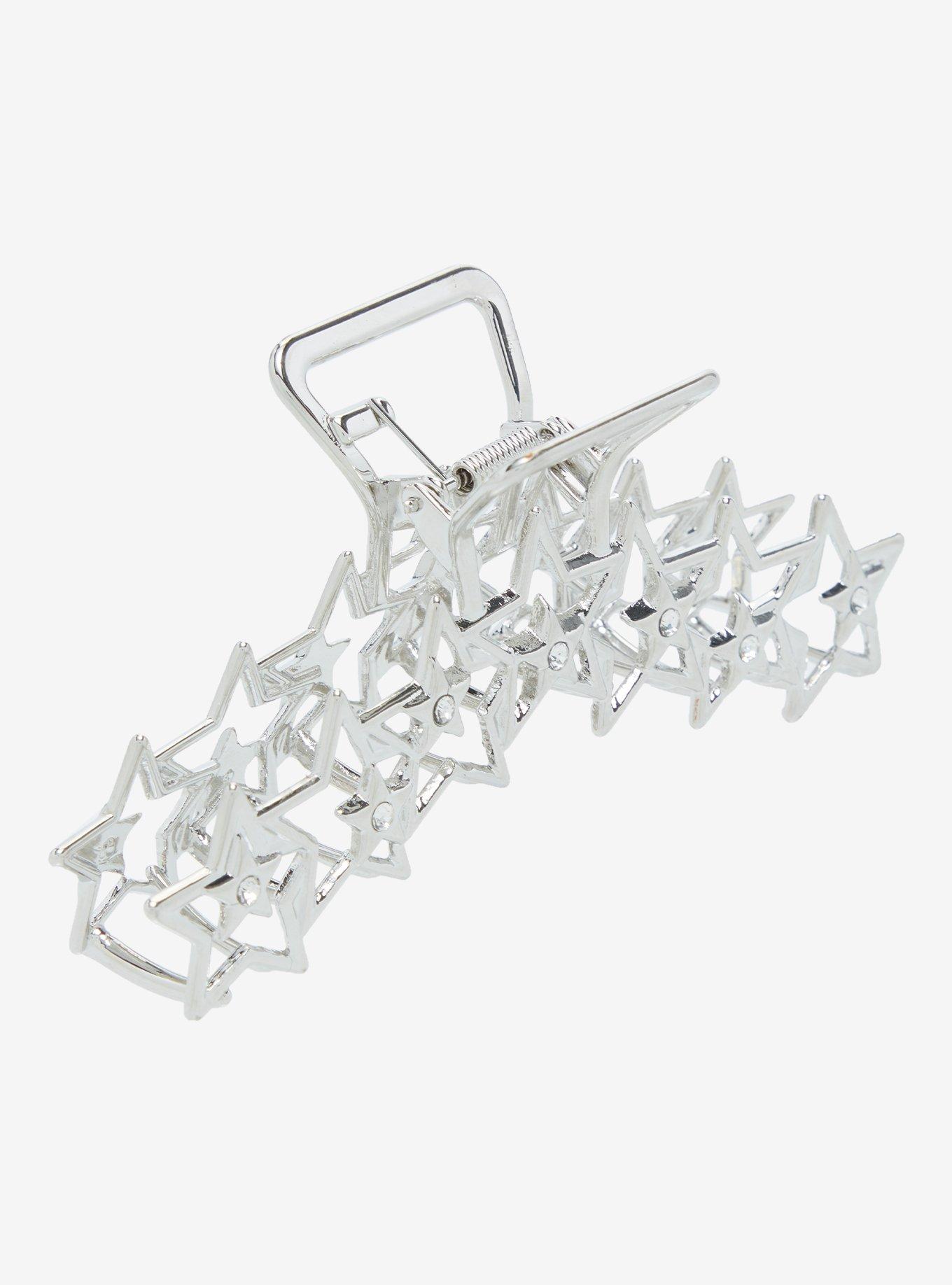 Silver Star Gem Claw Hair Clip, , hi-res