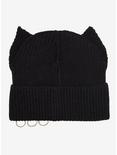 Black Cat Ear Pierced Knit Beanie, , alternate