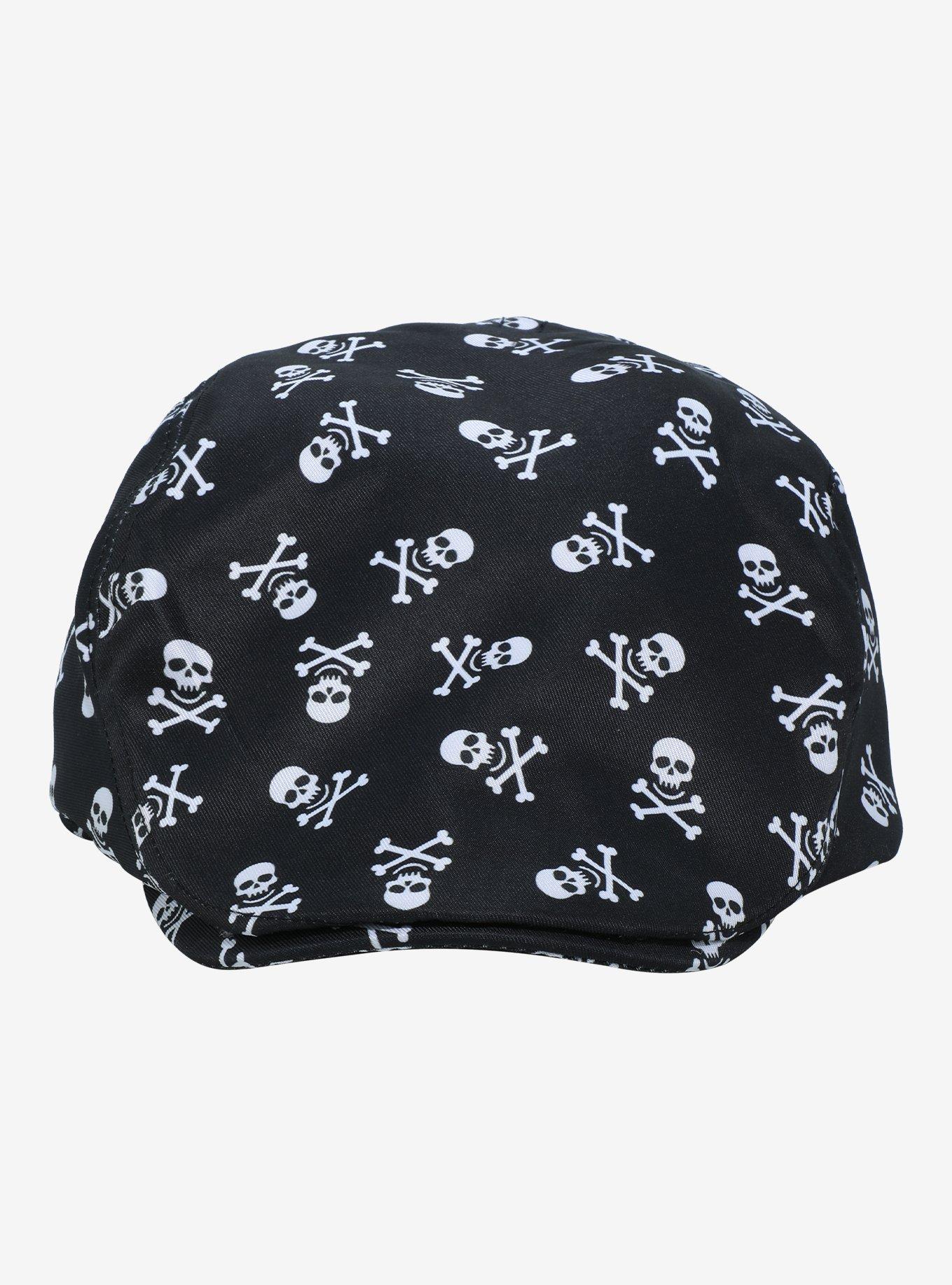 Skull & Crossbones Newsboy Cap, , alternate
