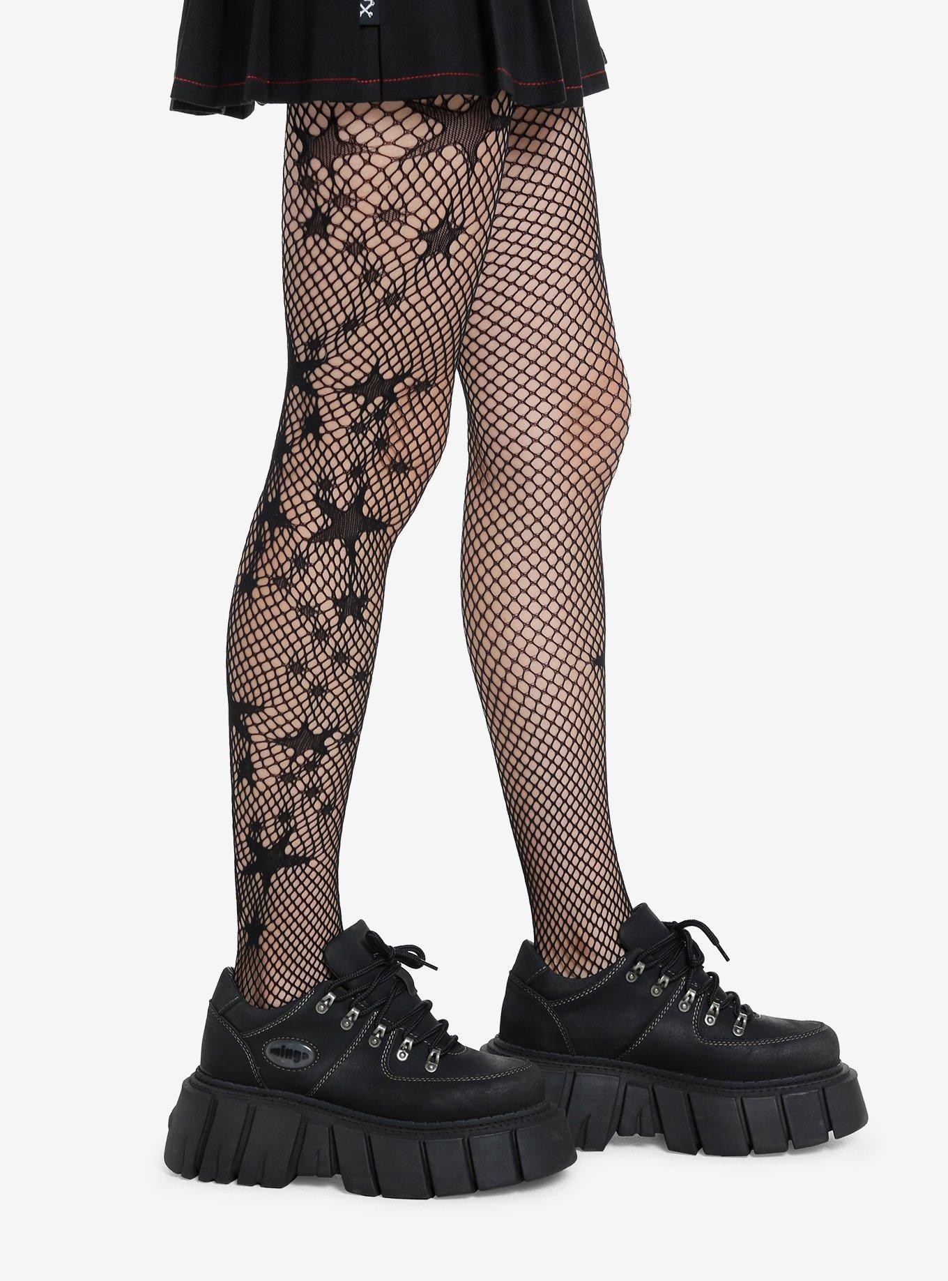 Black Stars Fishnet Tights, , alternate