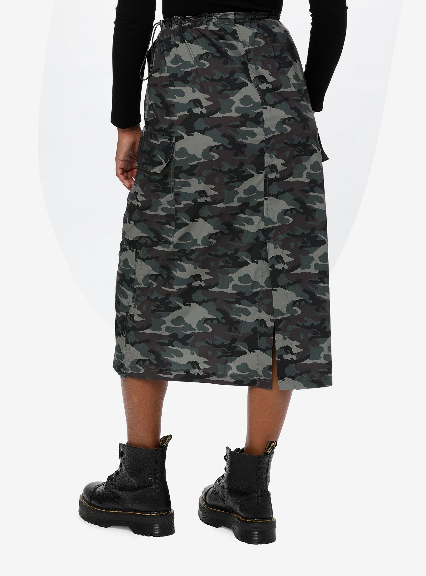 Social Collision Camouflage Midi Skirt, CAMO, alternate